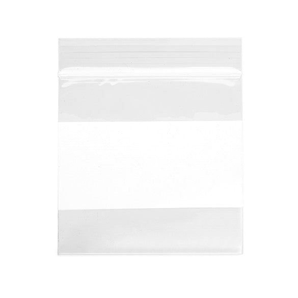 Sacchetto trasparente con chiusura a pressione e spazio di scrittura 7.5x7.5cm PP 50 microns (100 pezzi) [ZWC33]