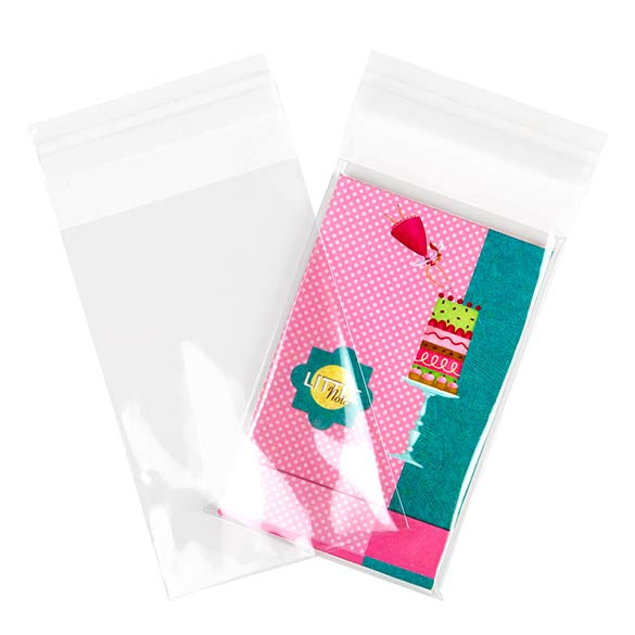Sachet plastique transparence cristalline 8,5x13+4cm avec Rabat Adhésif (100 pièces) [B3]