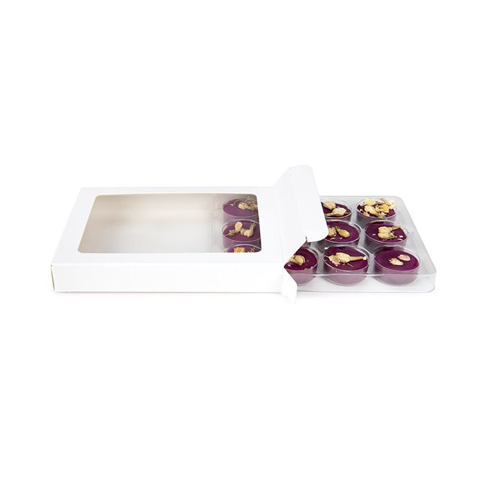 White Kraft Artisan Candy Box Set, Round Insert 10.2x2.1x13.8 cm (25 pieces) [CNDYR270W]