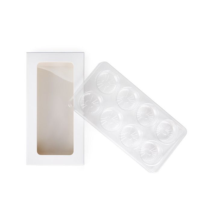 White Kraft Artisan Candy Box Set, Round Insert 7x2.1x13.8 cm (25 pieces) [CNDYR272W]