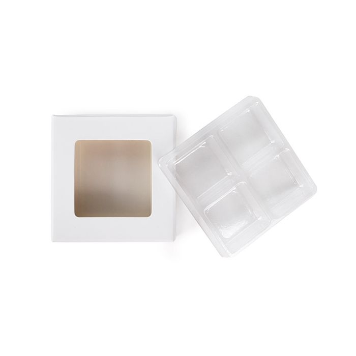 White Kraft Artisan Candy Box Set, Square Insert 7x2.1x6.8 cm (25 pieces) [CNDY276W]