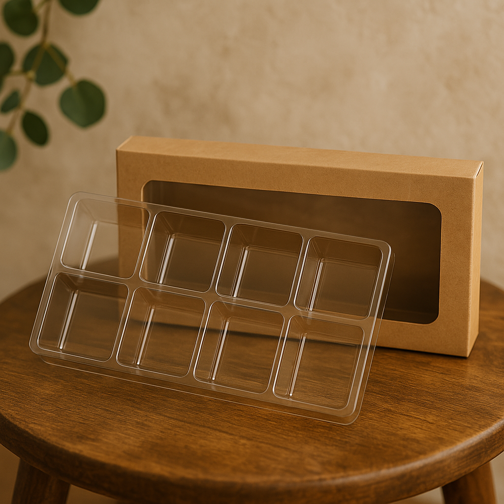 Schachteln für handgemachte Süßigkeiten für 8 Stück 7x2.1x13.8cm Kraft (25 Stück) [CNDY273]