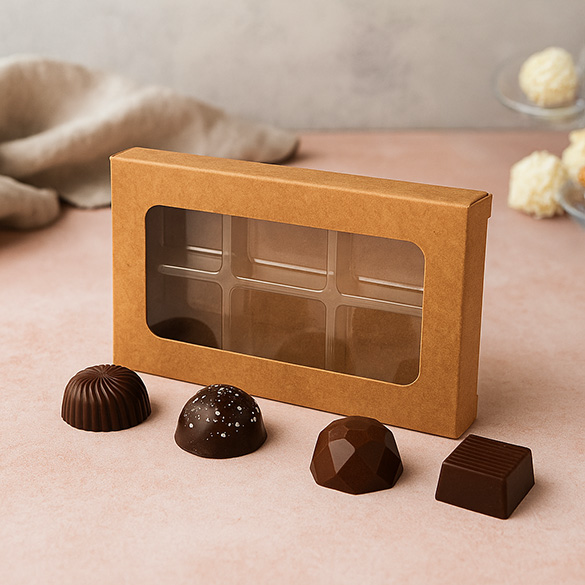 Boites kraft avec insert pour confiseries artisanales 7x1.4x10.5cm (25 Pièces) [CNDY275]