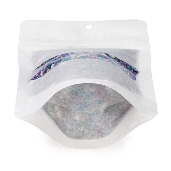 Doypack écologique Papier de Riz Blanc avec Fenêtre Rectangulaire, Trou de suspension 10,2x6x15,2cm (100 pièces) [ZBGRC2W]
