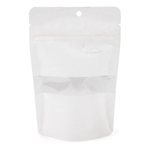 Doypack écologique Papier de Riz Blanc avec Fenêtre Rectangulaire, Trou de suspension 10,2x6x15,2cm (100 pièces) [ZBGRC2W]
