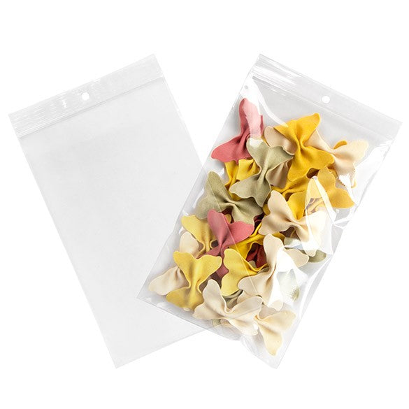 Sachet zip à transparence cristalline 75 microns avec trou pour suspension 12,7x20,3cm (100 pièces) [Z3R58]