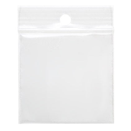 Sachet zip à transparence cristalline 100 microns avec trou pour suspension 5,1x5,1cm (100 pièces) [Z4R22]