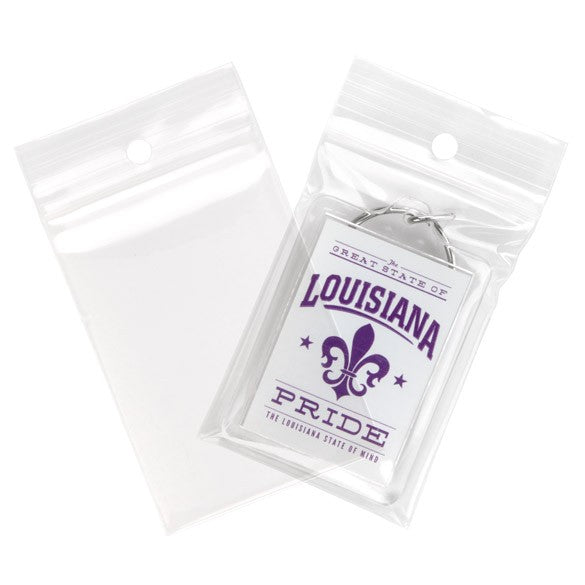 Sachet zip à transparence cristalline 100 microns avec trou pour suspension 5,1x7,6cm (100 pièces) [Z4R23]