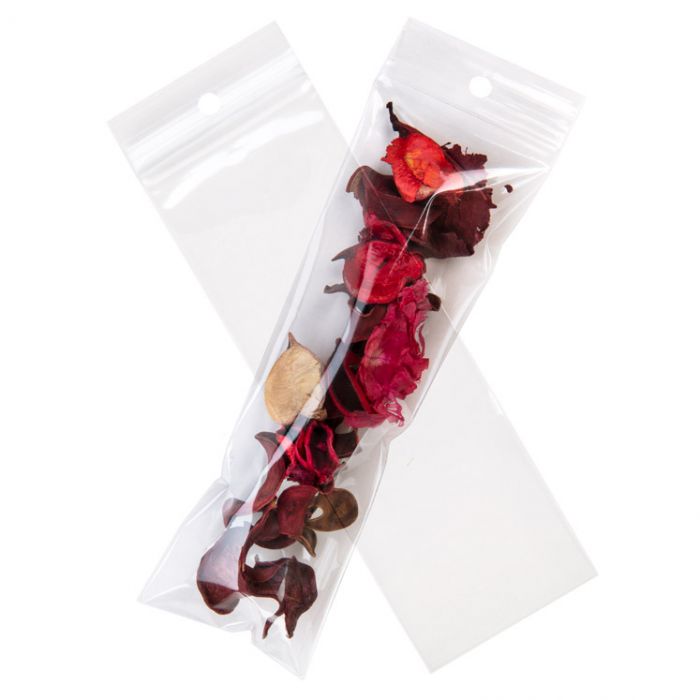 Grip Seal Bags with Hang hole 5x15cm Crystal Clear PP 50 micron