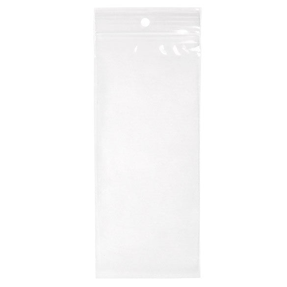 Sachet zip à transparence cristalline avec trou de suspension 7,6x17,8cm (100 pièces) [ZR37]