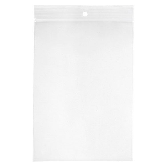 Sacchetto trasparente con chiusura a pressione e foro 12.5x18cm PP 50 microns (100 pezzi) [ZR57]
