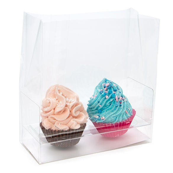 Cupcake-Beutel mit Einsatz für 2 Mini-Cupcakes 12.7x5.7x12.7cm Transparent (100 Stück) [CBG9]