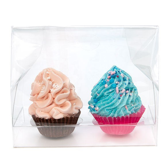 Cupcake-Beutel mit Einsatz für 2 Mini-Cupcakes 12.7x5.7x12.7cm Transparent (100 Stück) [CBG9]