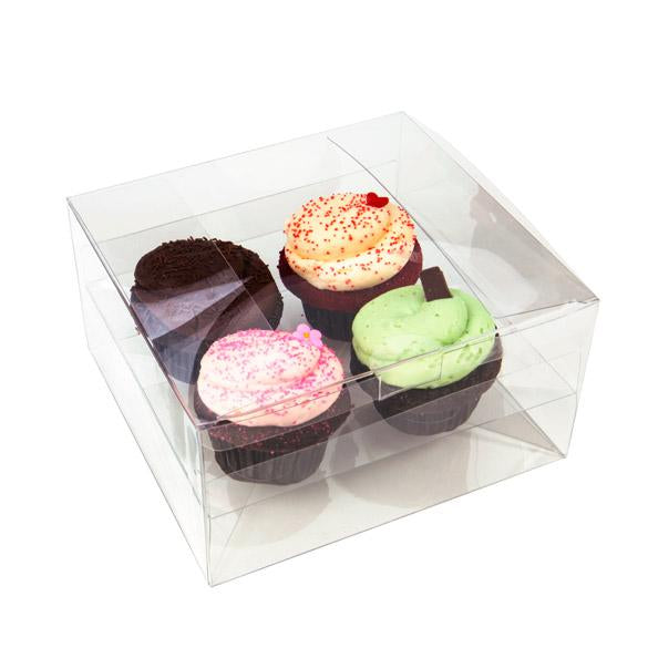 Cupcake-Boxen für 4 Cupcakes 19.1x17.8x10.2cm Transparent (100 Stück) [CBS177]