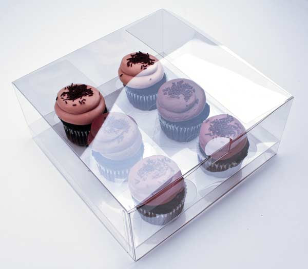 Cupcake-Boxen für 6 Cupcakes 22.9x22.9x10.2cm Transparent (100 Stück) [CBS175]
