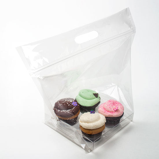 Sacchetto per 2 cupcakes con manico 27.9x10.3x15.2cm (con piccolo vassoio) (100 pezzi) [CZHB3]