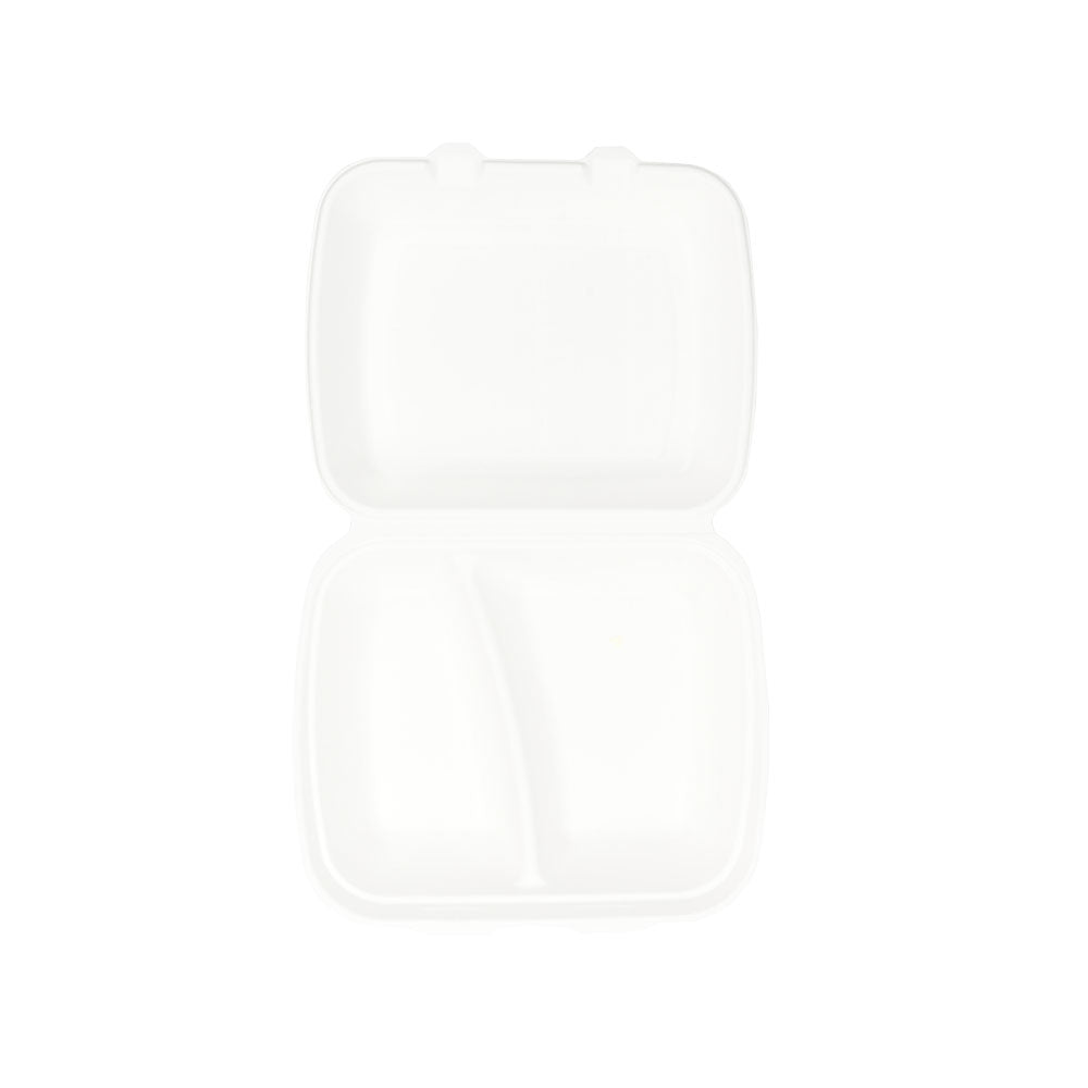 Plateau à menu avec couvercle Canne à sucre à 2 branches 25x20x7,5 cm (200 pièces) [GB-DFC01347]