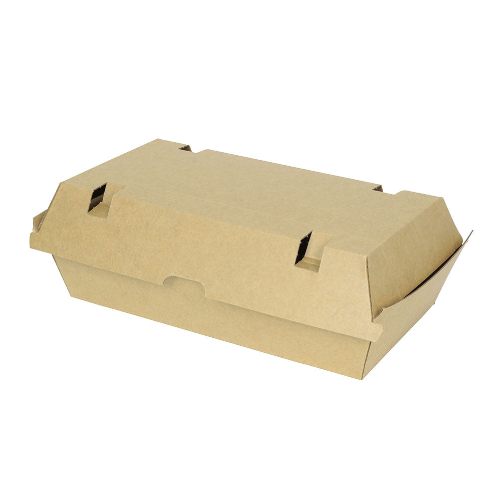 Take-away-Boxen Karton mit Klappdeckel 24,8x13x7,5 cm Braun (200 Stück) [GB-DFC04325]