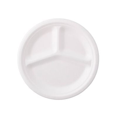 Menütafel Zuckerrohr Ø 26 cm, 3 Fächer, rund (500 Stück) [GB-DTW01460]