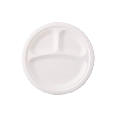 Lavagna per menu in canna da zucchero Ø 22 cm, 3 scomparti, rotonda (500 pezzi) [GB-DTW01465]