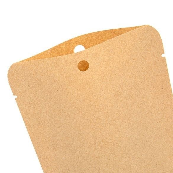 Doypack Compostable Kraft 10,2x6x15,2cm sans fermeture Zip | 57 grammes (100 pièces) [SUPEK2]