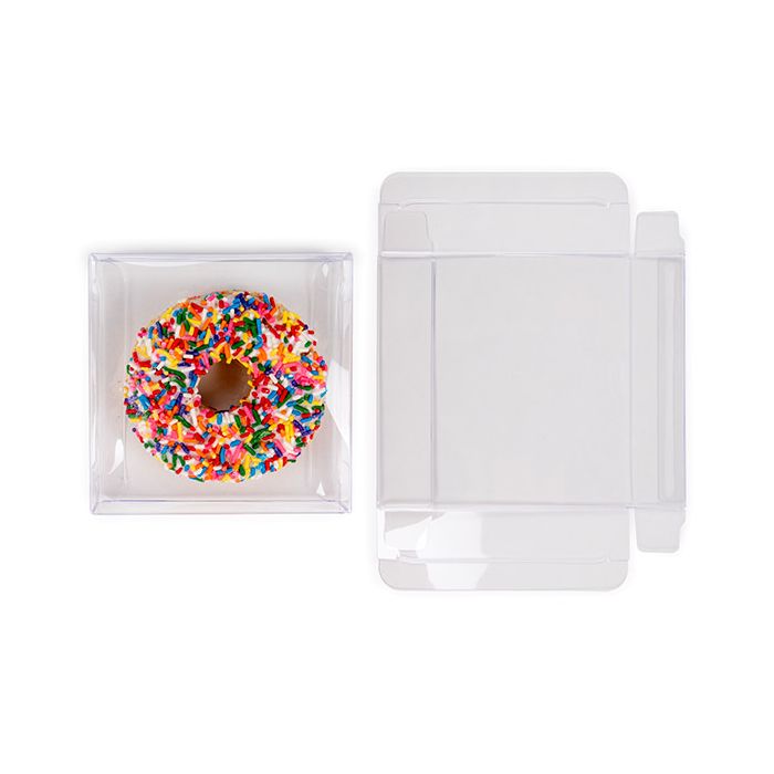 Boites cadeau plastique 11,4x2,5x11,4 cm Transparence Cristalline (25 pièces) [FB304]