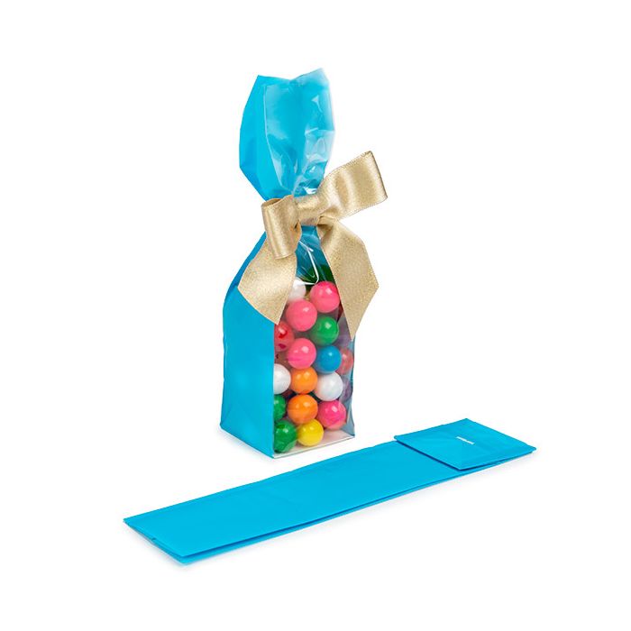 Sacchetto con fondo piatto in carta blu neon 5,1x5,1x21 cm (100 pezzi) [FGPB11NB]