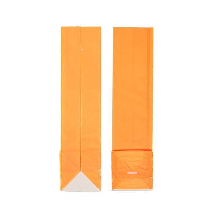 Blockbodenbeutel Neon Orange 5,1x5,1x21 cm mit Bodenblatt (100 Stück) [FGPB11NO]