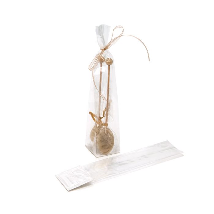 Blockbodenbeutel 4.4x4.4x21.6cm Transparent mit Bodenblatt (100 Stück) [FGPBH10]