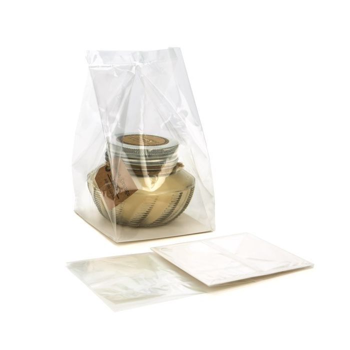 Blockbodenbeutel 10.2x10.2x17.8cm Transparent mit Bodenblatt (100 Stück) [FGPBH9]