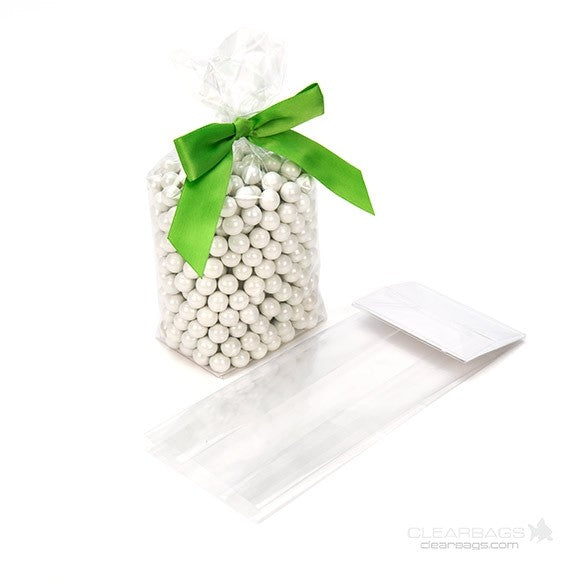 Blockbodenbeutel 7.6x5.1x20.3cm Transparent mit Bodenblatt (100 Stück) [FGPB20]
