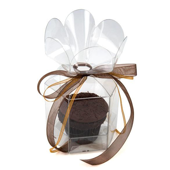 Boites à Cupcake avec le haut en forme de fleur pour un cupcake 9.5x9.5x10.2cm (100 pièces) [CBS212]