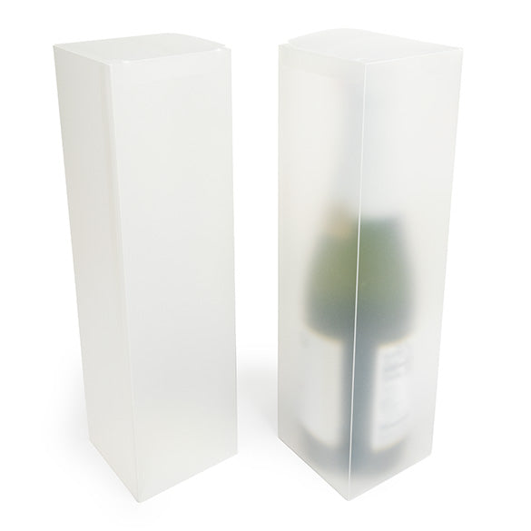 PLBF176 Boite pliante givrées pour bouteille transparente 8x8x31 cm.