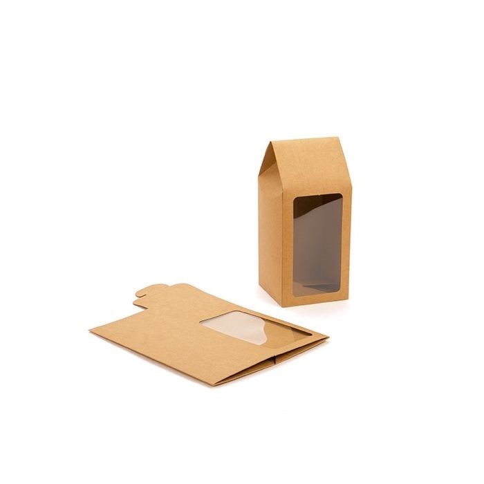 Boite pâtissière kraft avec fenêtre 8,9x8,9x21,6cm (25 Pièces) [FS321]