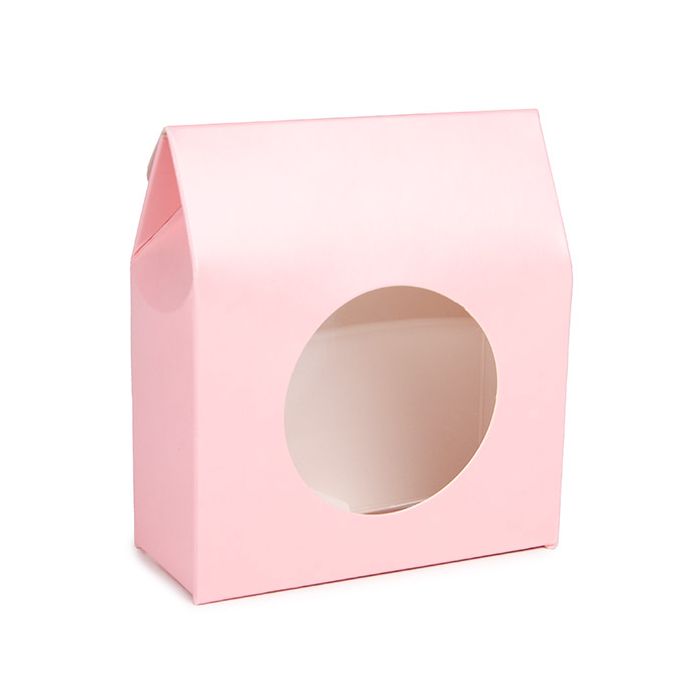 Boite Kraft Rose Avec fenêtre ronde 8,9x3,8x10,2 cm (25 pièces) [FS341]
