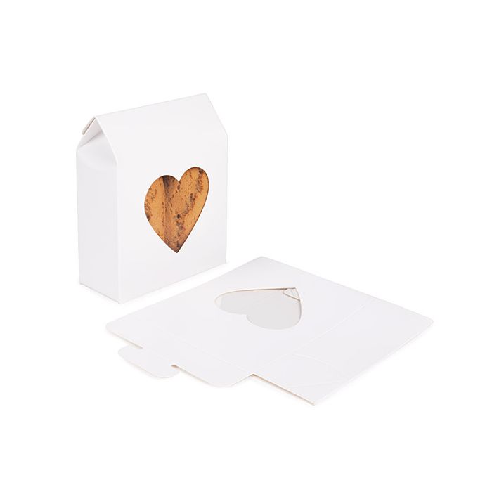 Boite Kraft Blanc Avec fenêtre en forme de cœur 10,5x4,4x13,3 cm (25 pièces) [FS348]