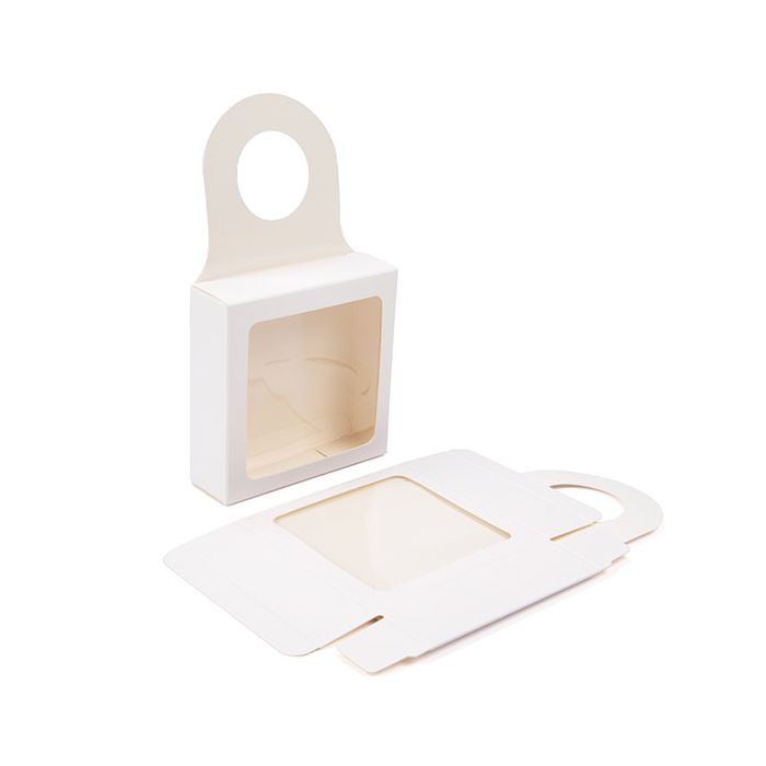 Boite Kraft Blanc avec Fenêtre 9,2x2,9x9,2 cm (25 pièces) [FS356W]