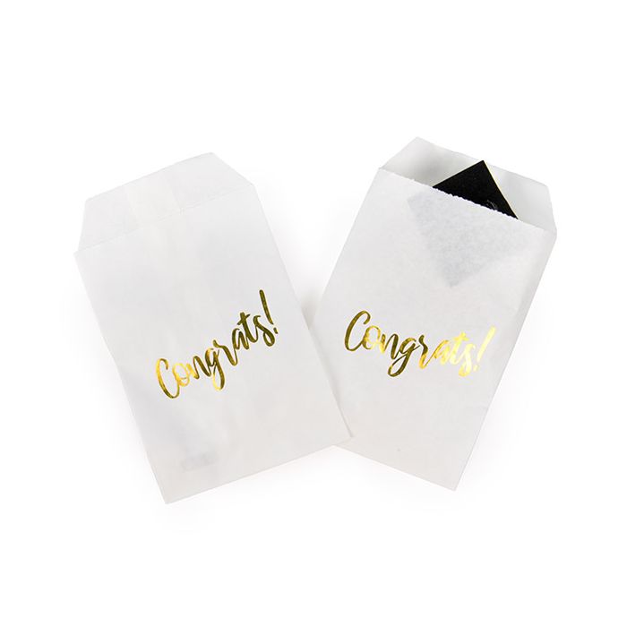 Sac Papier Blanc avec "Congrats" doré 7,6x12,7cm (100 pièces) [GPB35GC]