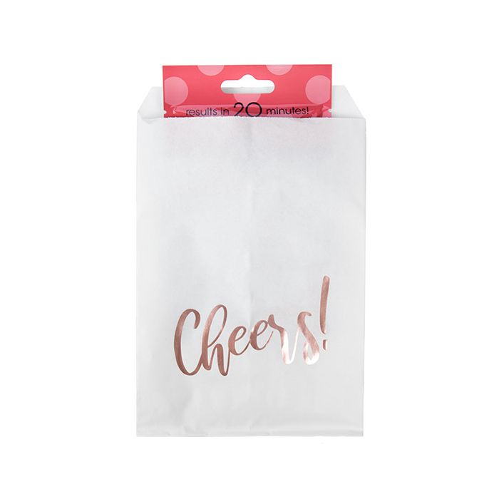 Sac Papier Blanc avec "Cheers" Rose Doré 12,7x20,3cm (100 pièces) [GPB58RCH]