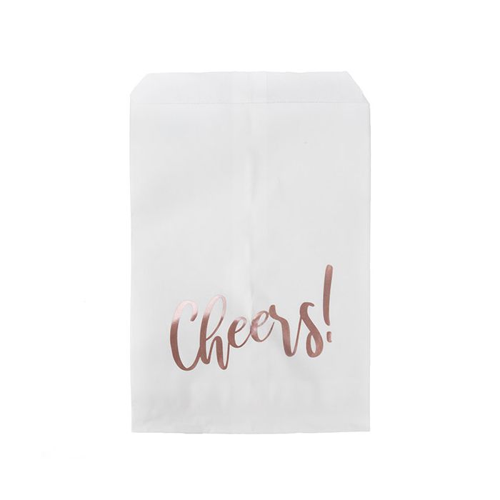 Paper Bags White with Rose Gold Cheers 12,7x20,3 cm