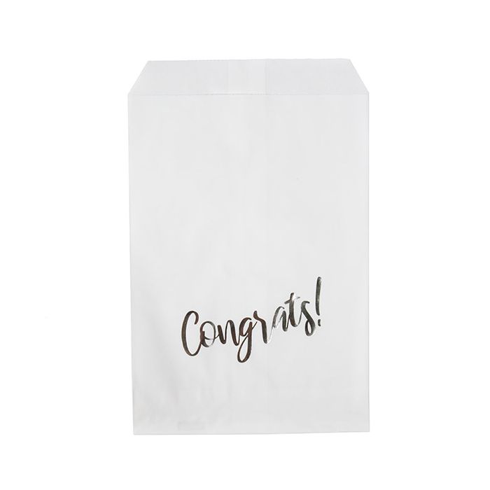 Paper Bags White with Silver Congrats 12,7x20,3 cm