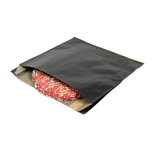 Fettabweisende Beutel Schwarz 15,2x2,9x16,5cm (100 Stück) [GPB5B]