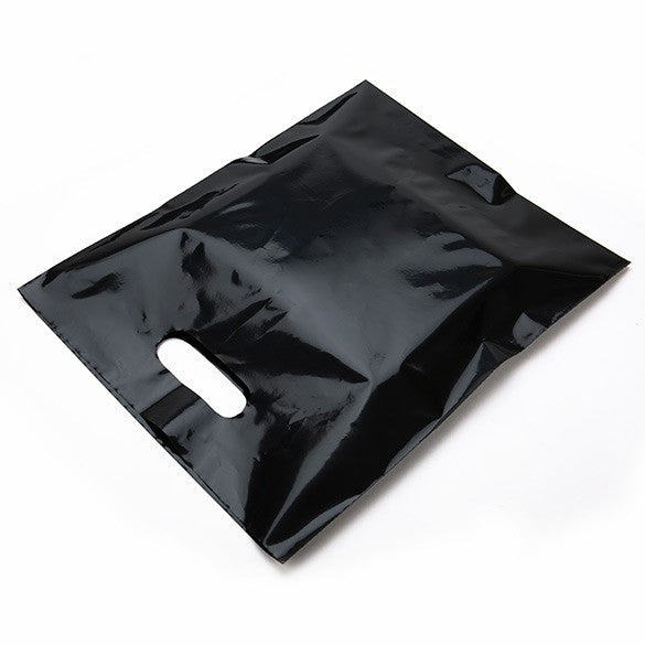 Buste nere con manico a fagiolo 30.5x38.1cm PE 60 micron (100 pezzi) [H1215BK1]
