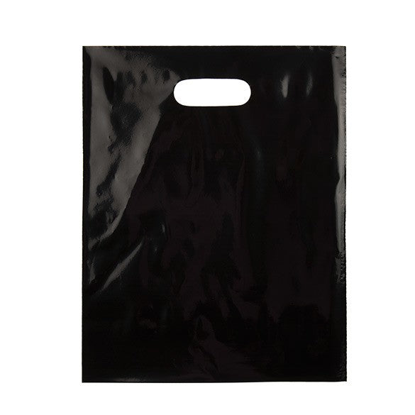 Buste nere con manico a fagiolo 30.5x38.1cm PE 60 micron (100 pezzi) [H1215BK1]
