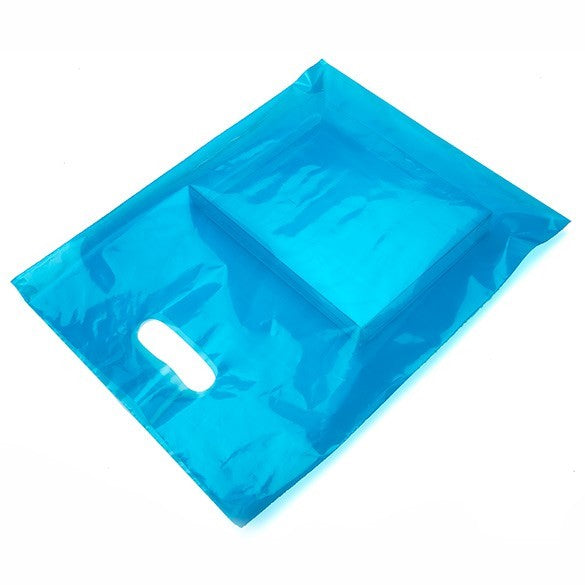 Buste blu con manico a fagiolo 30.5x38.1cm PE 60 micron (100 pezzi) [H1215BL1]