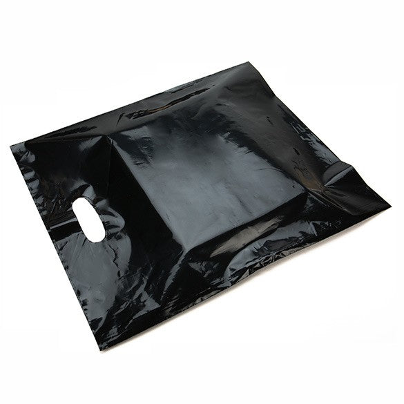 Polytragetaschen Schwarz 38,1x45,7cm 60 Mikron LDPE (100 Stück) [H1518BK1]