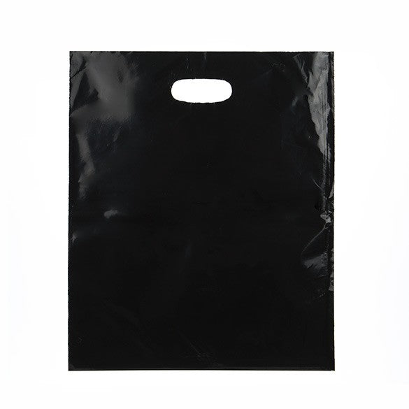 Polytragetaschen Schwarz 38,1x45,7cm 60 Mikron LDPE (100 Stück) [H1518BK1]