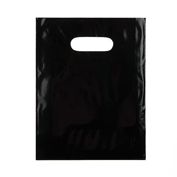Polytragetaschen Schwarz 22,9x30,5cm 60 Mikron LDPE (100 Stück) [H912BK1]