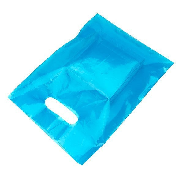 Buste blu con manico a fagiolo 22.9x30.5cm 60 micron LDPE (100 pezzi) [H912BL1]