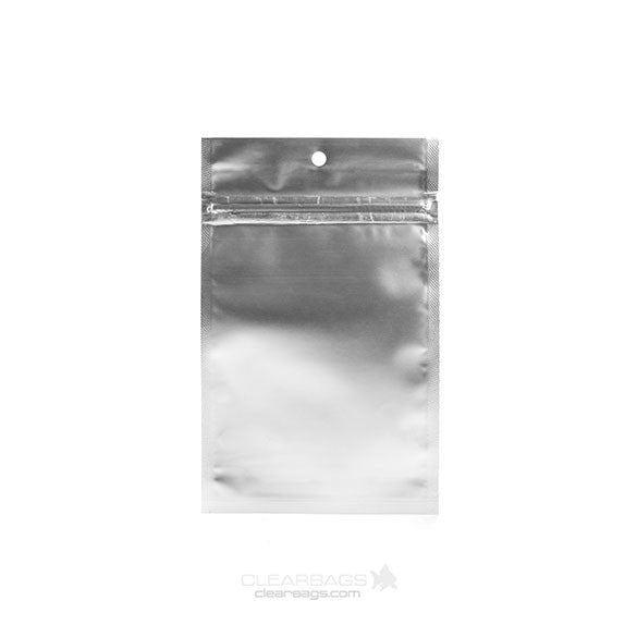 Druckverschlussbeutel Silber Metallisiert 7.5x11.5cm mit Aufhängeloch (100 Stück) [HZBB3MS]